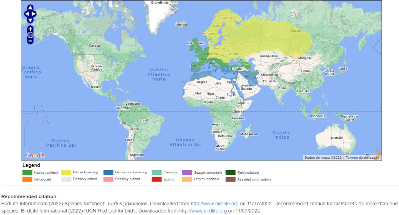 Mapa de Distribuição Mundial