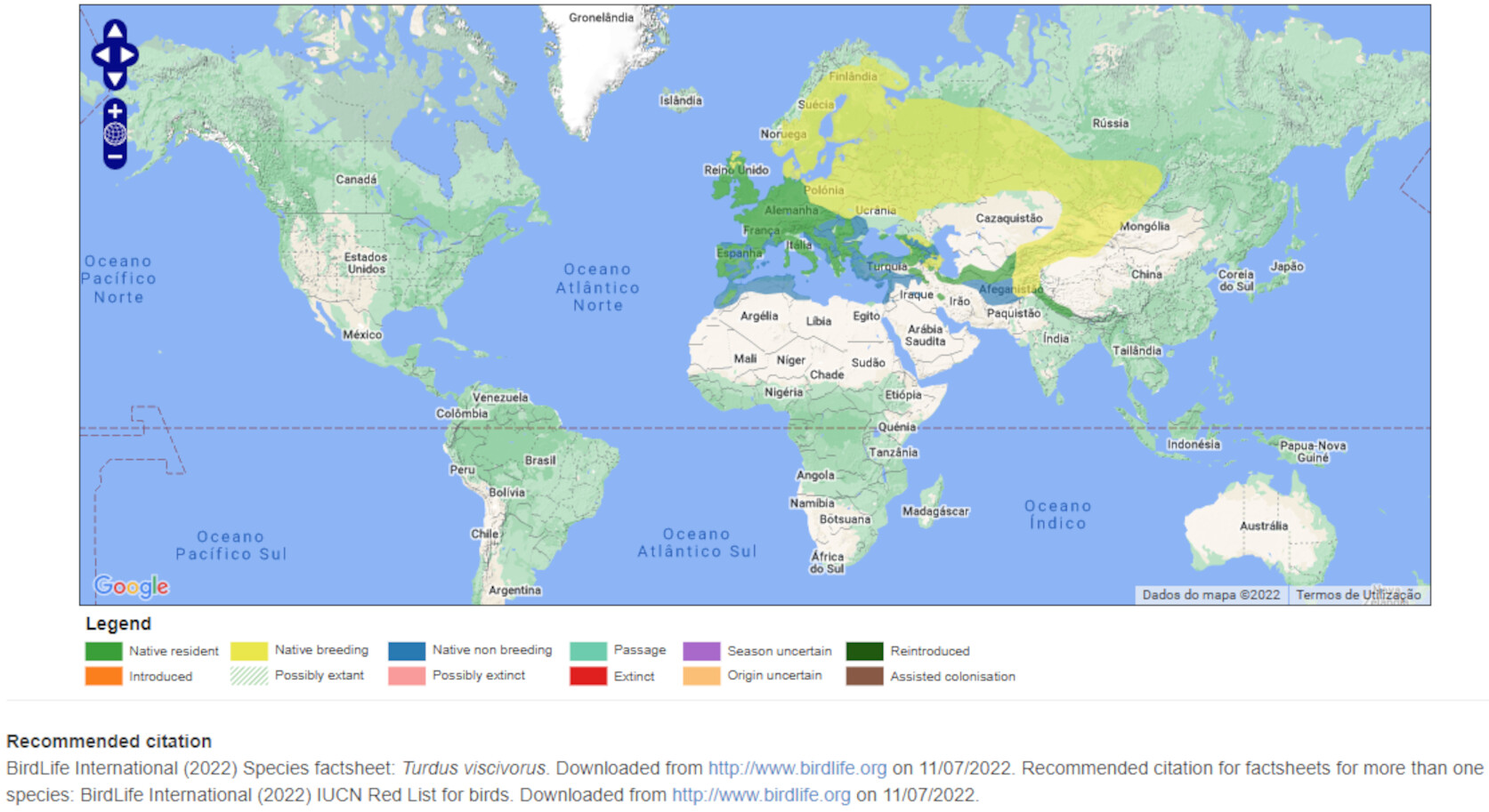 Mapa de Distribuição Mundial