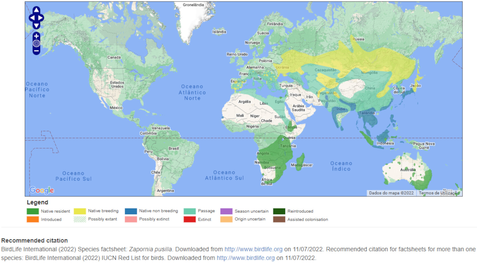 Mapa de Distribuição Mundial